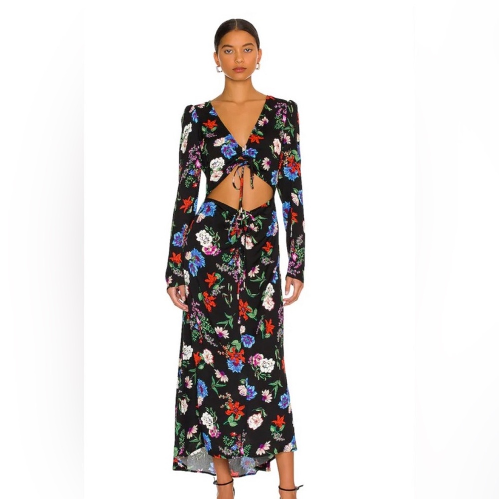 AFRM black maxi flowery cut out dress
